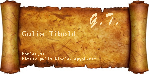 Gulis Tibold névjegykártya